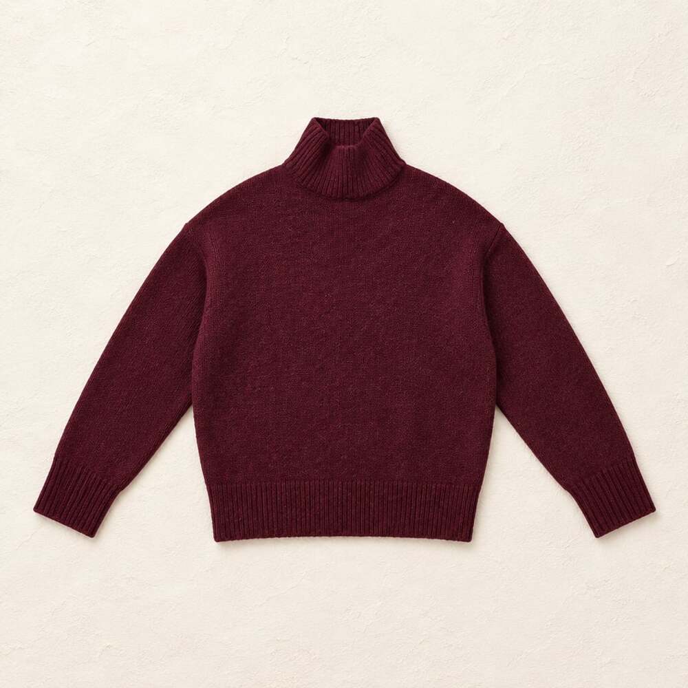 Zara Turtleneck Sweater Size S Burgundy Ribbed Knit Pullover